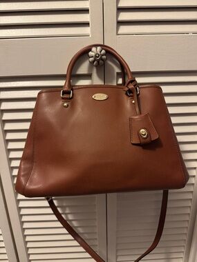 Coach Brown Pebbled Leather Satchel with Gold Hardware